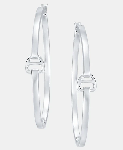 Lauren Ralph Lauren Equestrian 40mm Hoop Earrings in Sterling Silver