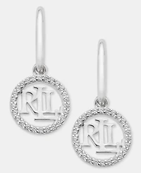 Lauren Ralph Lauren Crystal Logo Drop Earrings in Sterling Silver