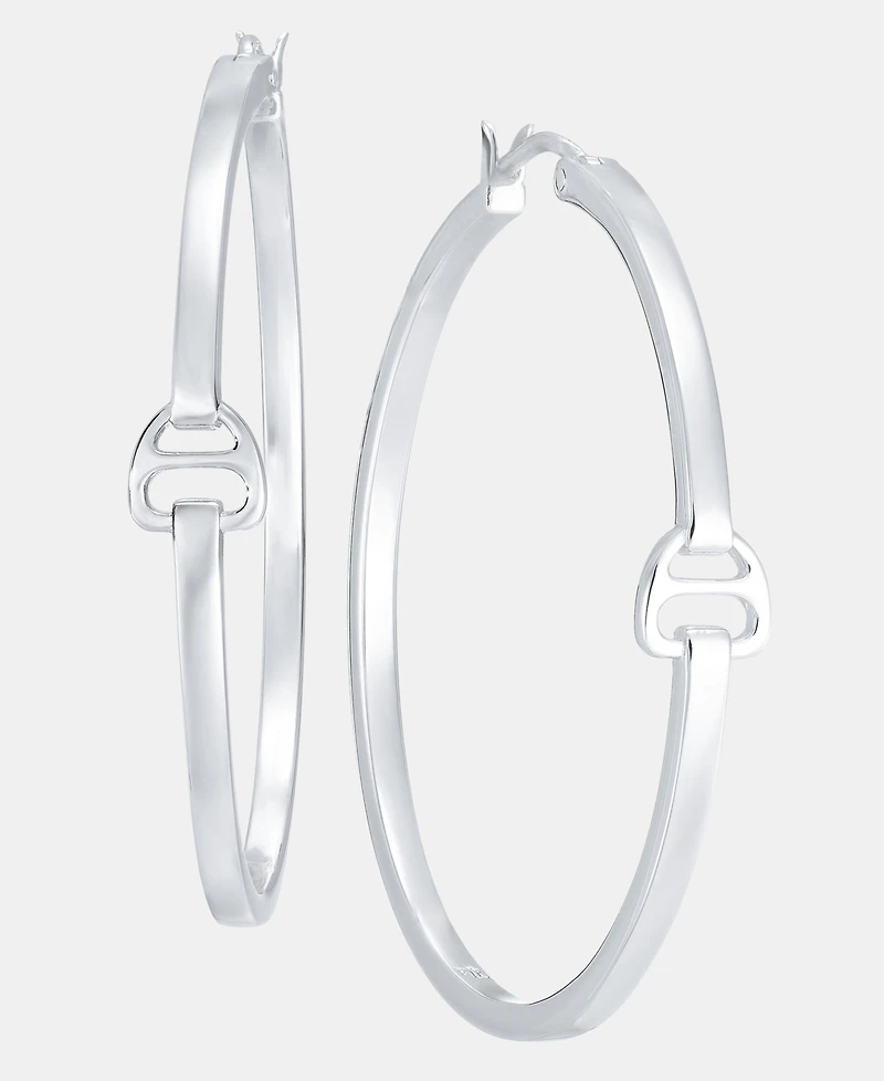 Lauren Ralph Lauren Equestrian 40mm Hoop Earrings in Sterling Silver