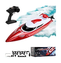 Bruce & Shark 2.4GHz Rc Jet Speedboat – 22mph High-Speed with Self-Righting & Led Lights for Kids