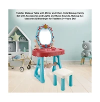 Bruce & Shark Musical Light-Up Vanity Gift Set with 29-Piece Pretend Play Makeup Toy for Girls