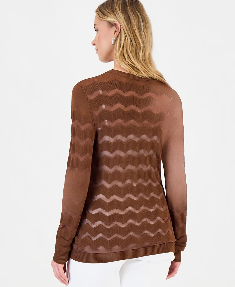I.n.c. International Concepts Women's Sheer Chevron Stripe Cardigan, Macy's Exclusive