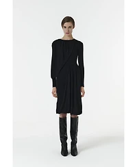 Leem Women's Knitted Dress with Scarf Detail