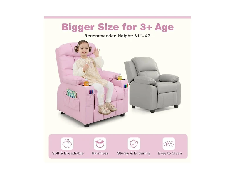 Kids Recliner Chair with Cup Holders