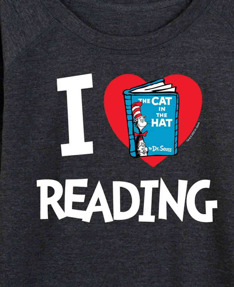 Hybrid Apparel Plus Dr. Seuss Cat the Hat Love Reading French Terry Graphic Crewneck T-Shirt
