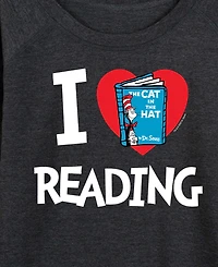 Hybrid Apparel Plus Dr. Seuss Cat the Hat Love Reading French Terry Graphic Crewneck T-Shirt