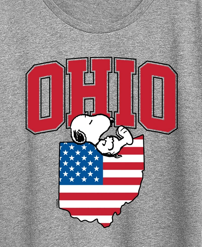 Hybrid Apparel Plus Peanuts Ohio Snoopy Graphic Crewneck T-Shirt