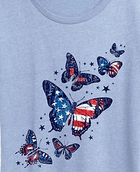 Hybrid Apparel Plus Instant Message Patriotic Butterflies Crewneck Graphic T-Shirt