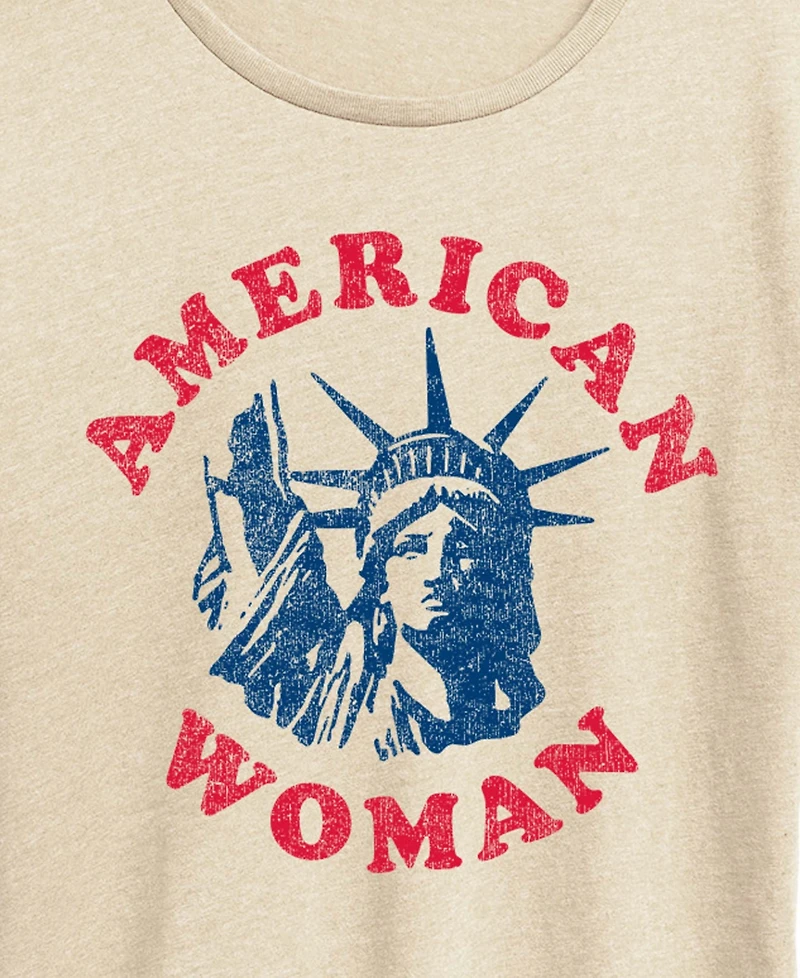 Hybrid Apparel Plus Instant Message American Woman Statue Of Liberty Graphic Crewneck T-Shirt