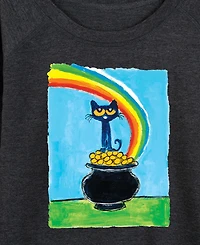 Hybrid Apparel Plus Pete the Cat St. Patrick's Day Rainbow Pot Of Gold Graphic Crewneck T-Shirt