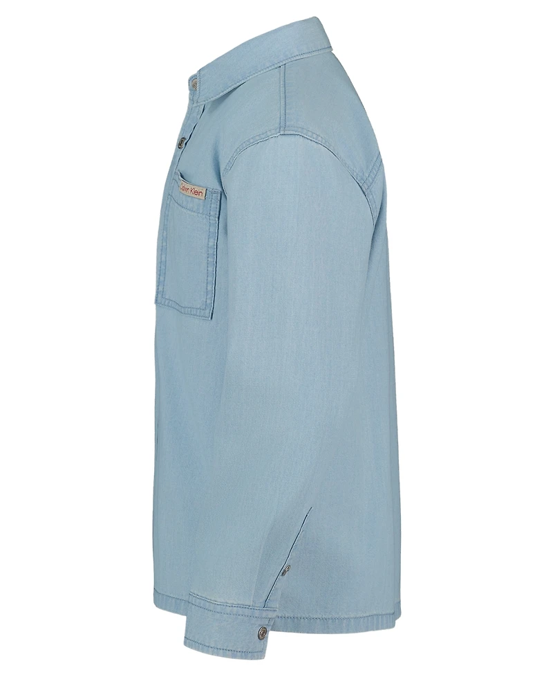 Calvin Klein Boys' 8-16 Chambray Long-Sleeve Woven Shirt