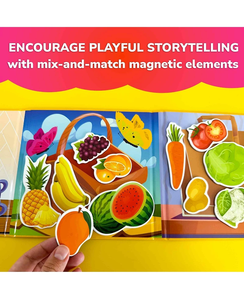 Quokka Travel Magnetic Puzzles for Toddlers 1-3 – 20+Pcs Fruits Game with Extra-Long Play Book