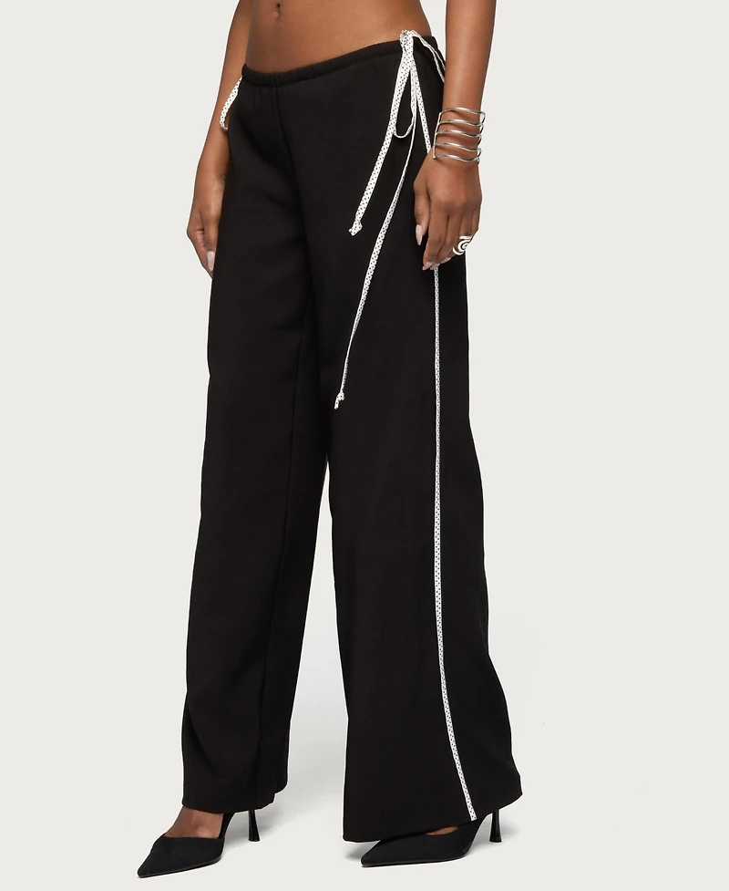 Edikted Women's Mikah Dotted Ribbon Wide Leg Pants