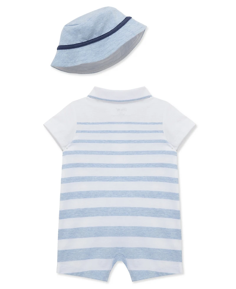 Little Me Baby Boys' Striped Romper & Hat, 2-Piece Set