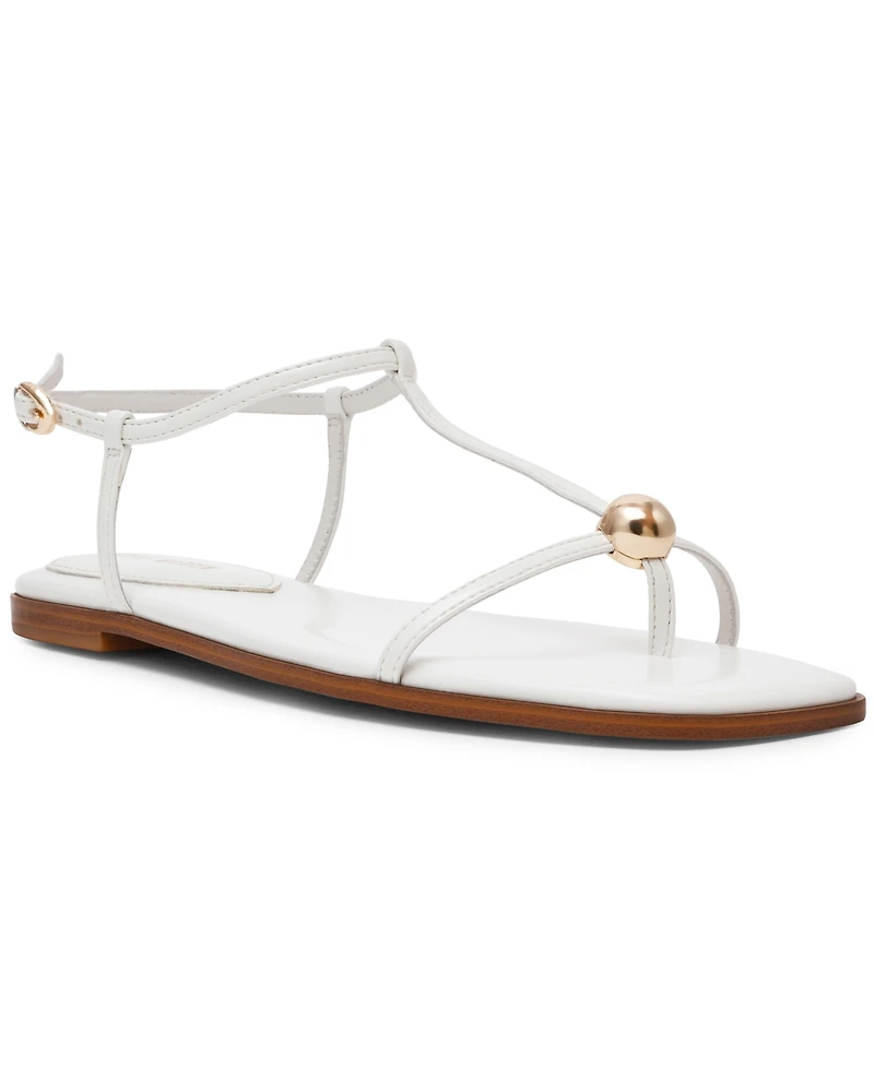 Steve Madden Women's Ritzy Ball-Stud Square Toe Flat Sandals