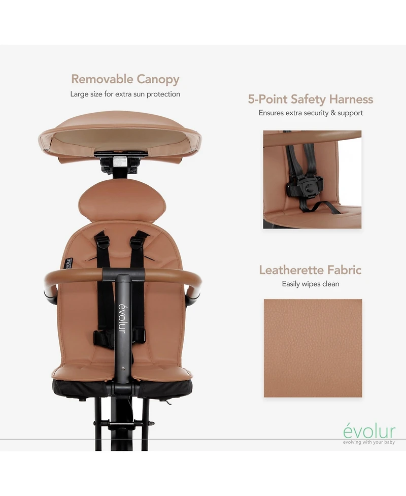 Evolur Kids Cruise Rider Stroller – Lightweight, book-fold, carry belt, padded seat & headrest, extendable backrest, 5-point harness, 45 lb lim