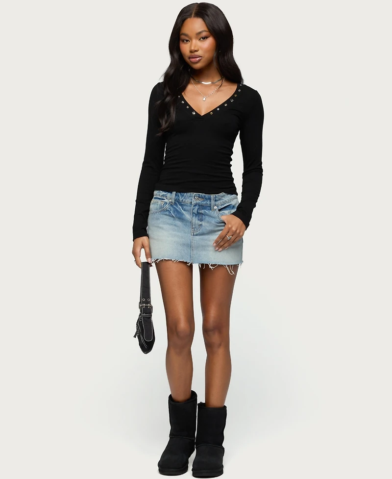 Edikted Women's Rossie Stud & Button Top