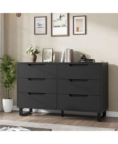 gaomon 6 Dresser for Bedroom, 47.2 Wide Dresser, Freestanding Vertical Drawer Cabinet with Storage, Wooden Closet Storage Chest Living Room.