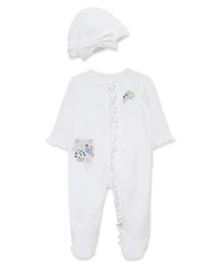 Little Me Baby Girls' Bouquet Printed Footie with Hat