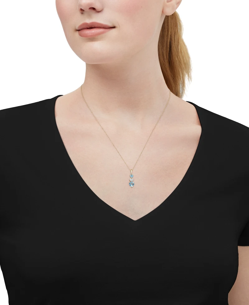 Macy's Swiss Blue Topaz (1-1/5 ct. t.w.) & Diamond Accent Heart Pendant Necklace in 14k Yellow Gold-Plated Sterling Silver