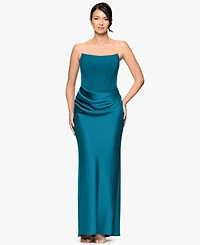 Betsy & Adam Women's Mixed-Media Strapless Corset Gown
