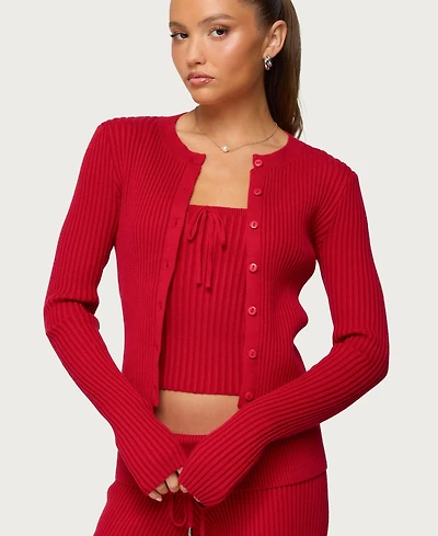 Edikted Women's Adannah Ribbed Knit Button Up Cardigan