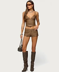 Edikted Women's Idara Faux Leather Micro Shorts