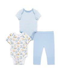 Little Me Baby Boys' Round Neck Bodysuit & Pants, 3-Piece Set