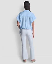 Dkny Women's Short-Sleeve Button-Down Blouse