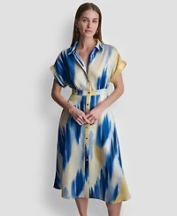 Dkny Women's Abstract Printed Midi Shirt Dress