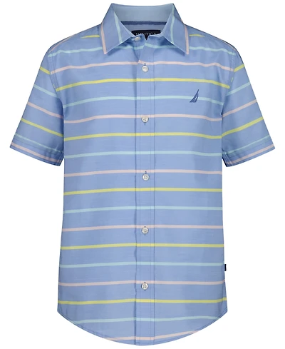 Nautica Boys' 8-20 Stripe Short-Sleeve Woven Shirt