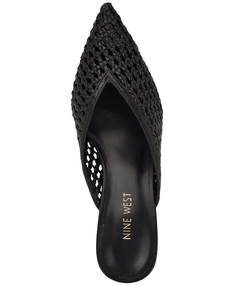 Nine West Women's Amelli Woven Kitten Heel Mules Pumps