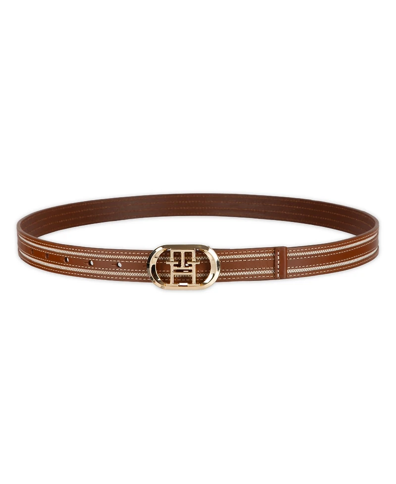 Tommy Hilfiger Women's Monogram Plaque Buckle Casual Belt