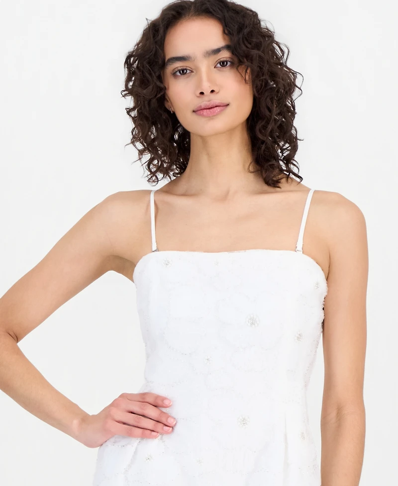 Sam Edelman Women's Beaded Floral Strapless Mini Dress