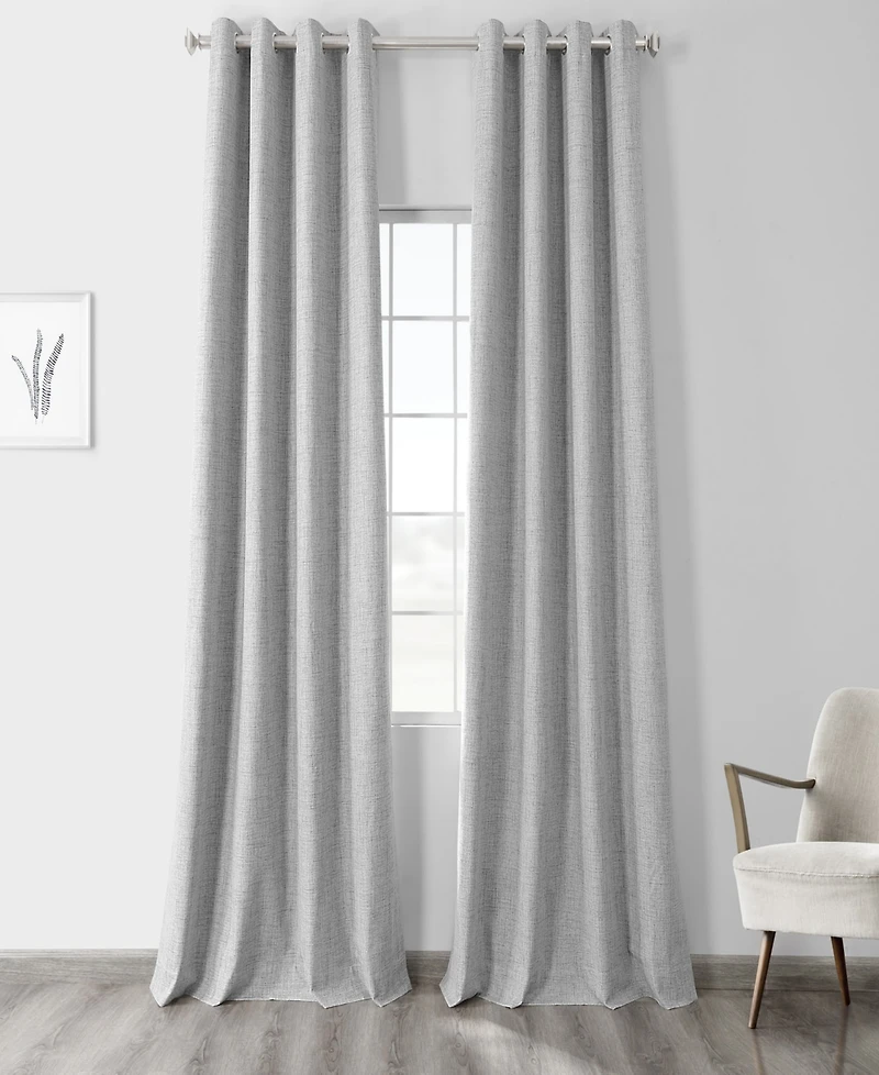 Half Price Drapes Millennial Grey Grommet Thermal Cross Linen Weave Blackout Curtain