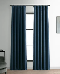 Half Price Drapes Voyager Blue Faux Linen Hotel Blackout Curtain