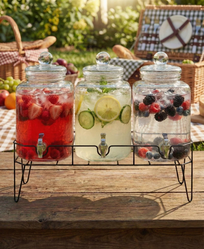 Jay Imports Hamburg Triple Dispenser with Stand, Set of 3