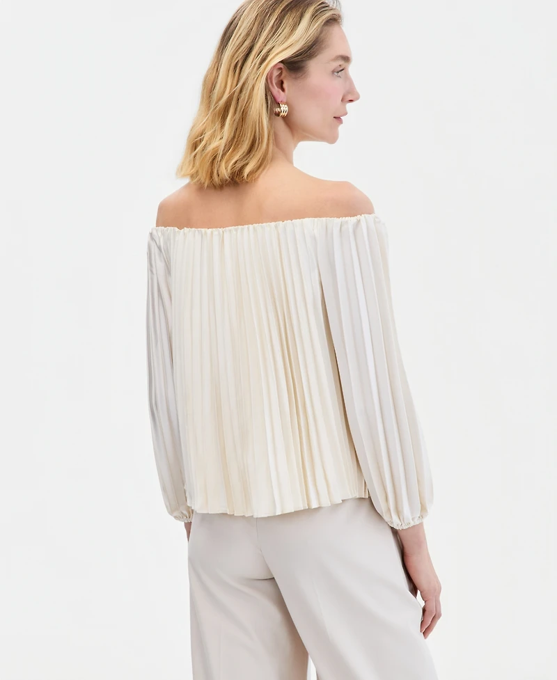 I.n.c. International Concepts Women's Off-The-Shoulder Pleated Blouse, Macy's Exclusive