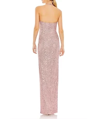 Mac Duggal Women's Sequined Halter Strap Low Side Knot Gown