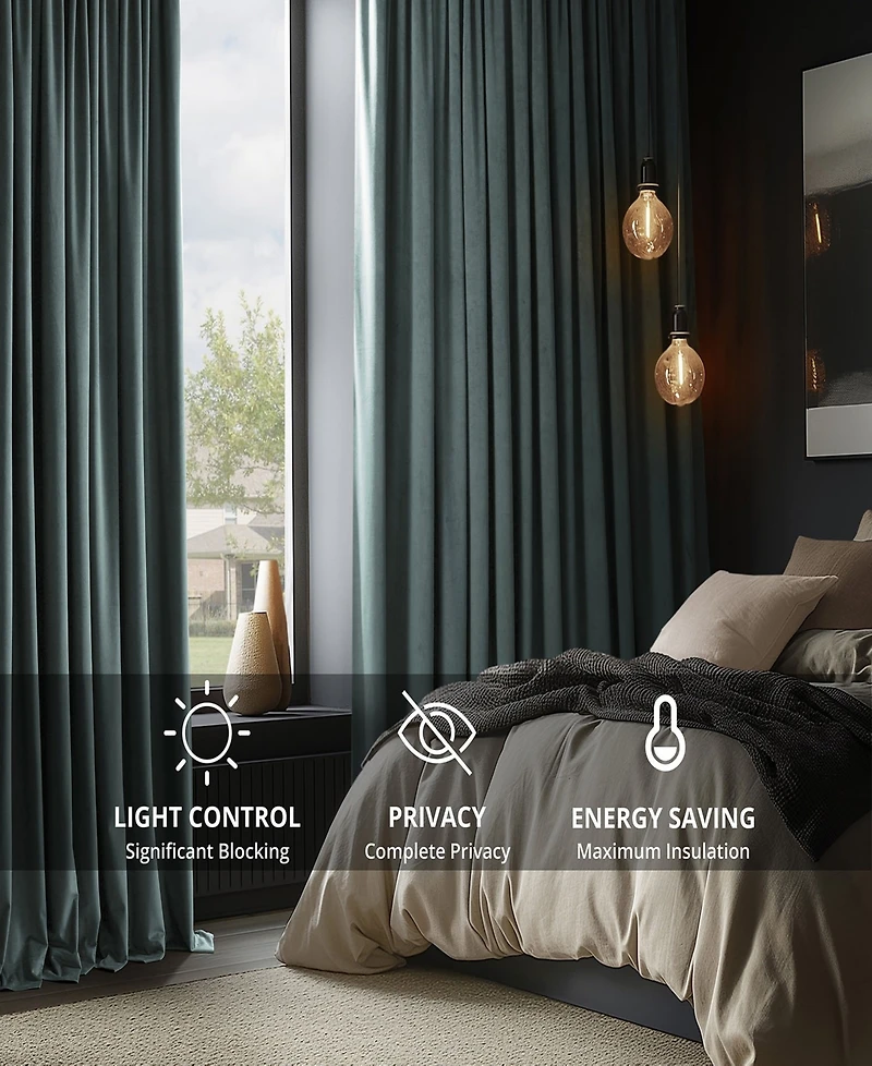 Half Price Drapes Skylark Blue Signature Velvet Blackout Curtain