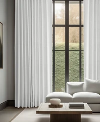 Half Price Drapes Crisp White French Linen Room Darkening Curtain