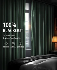 Half Price Drapes Blackforest Green Signature Velvet Blackout Curtain
