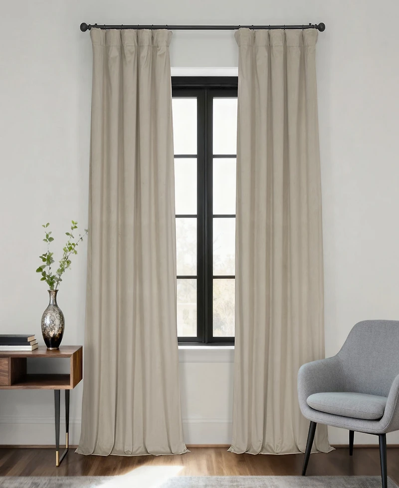 Half Price Drapes Cool Beige Signature Velvet Blackout Curtain