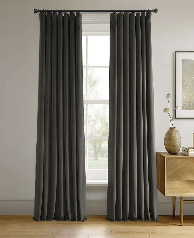 Half Price Drapes Gunmetal Grey Signature Velvet Blackout Curtain