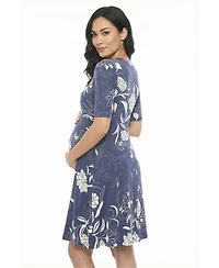 24seven Comfort Apparel Women's and Plus Maternity Scoop Neck Skater Dress