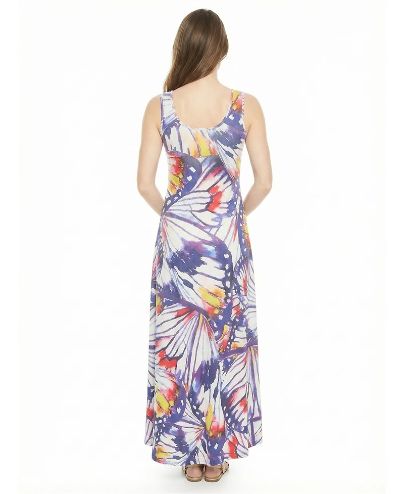 24seven Comfort Apparel Women's and Plus Size Maternity Scoop Neck Maxi Dress