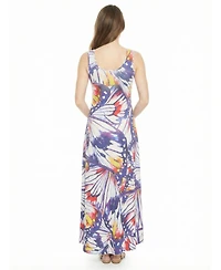 24seven Comfort Apparel Women's and Plus Size Maternity Scoop Neck Maxi Dress