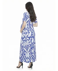 24seven Comfort Apparel Women's and Plus Size Maternity Scoop Neck Maxi Dress