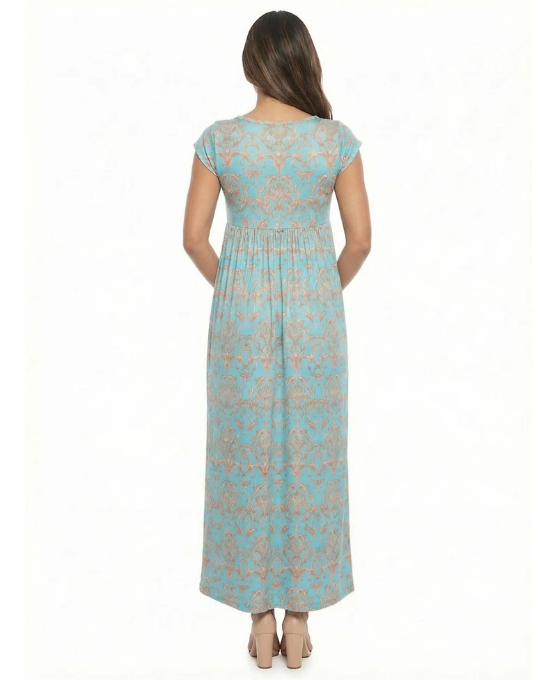 24seven Comfort Apparel Women's and Plus Size Maternity Square Neck Maxi Dress