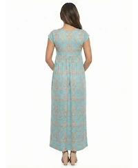 24seven Comfort Apparel Women's and Plus Size Maternity Square Neck Maxi Dress